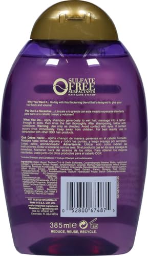 OGX Purple Biotin & Collagen Volumizing Shampoo 13oz Pack of 2 - Extra Strength, Sulfate-Free for Fine Hair