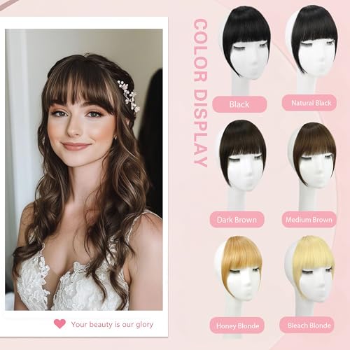 Bleach Blonde Clip-On Bangs for Women, Soft Layered Curved Fringe, Fake Hairpiece - FGZJMAE Variation F