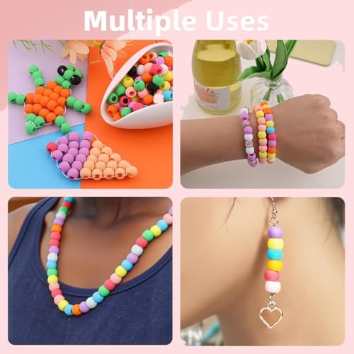 300 Silicone Hair Beads Kit with Beader & Rubber Bands - Multicolor
