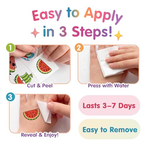 108 Glitter Watermelon Temporary Tattoos for Kids - Summer Party Favors