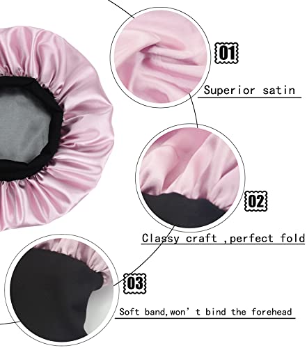 SENGTERM Kids Satin Bonnet, Double Layer Wide Band Sleep Cap for Toddlers