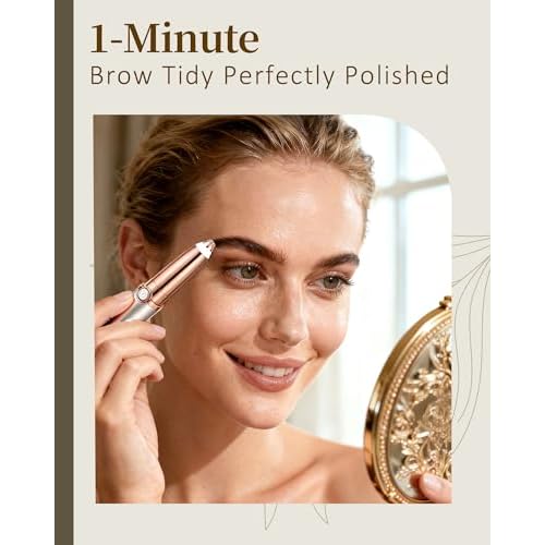 Eyebrow Trimmer for Women, Eyebrow Razor: Rechargeable Eyebrow Hair Remover with 2 Replacement Heads & LED Light, Electric Painless Eye Brow Shaver Facial Hair Removal Device for Eyebrows/Lips/Face