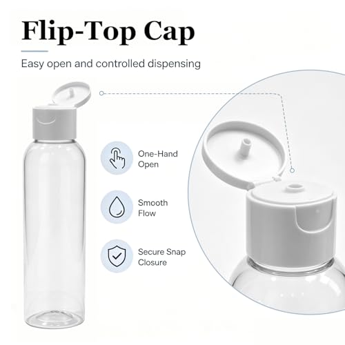 120ml Plastic Refillable Bottles with Flip Cap - Pack of 12 for Shampoo, Lotion, Body Wash, Cream