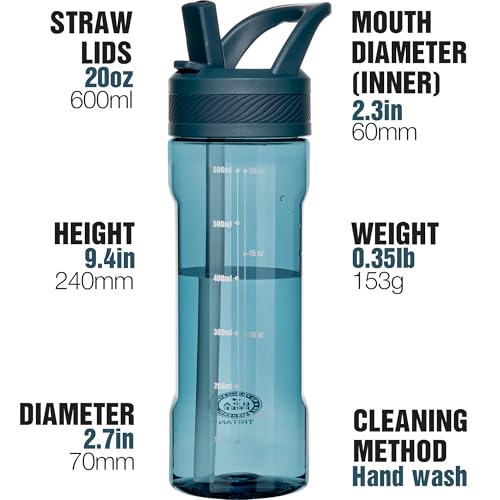 OLDLEY 20oz Kids Water Bottle with Straw - BPA-Free, Leakproof & Cup Holder Friendly - Midnight Blue