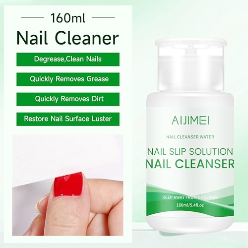 AIJIMEI 2in1 Poly Gel Slip Solution 160ml Dispenser for Nail Art Extensions & Gel Cleanser