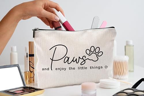 Dog Mom Makeup Bag with Zipper - Inspirational Quote Cosmetic Case for Women