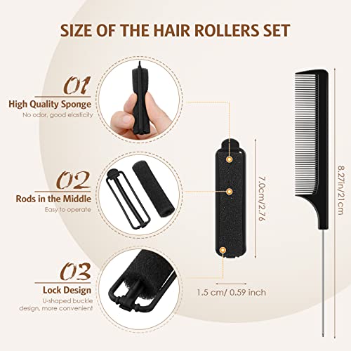 Syhood Foam Sponge Hair Rollers Set with Rat Tail Comb - 43 Pcs