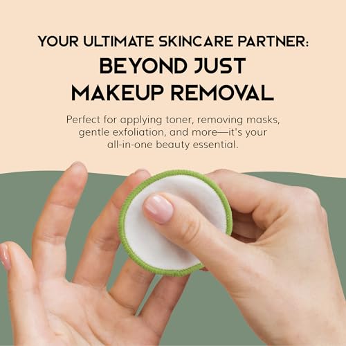 GREENZLA Reusable Makeup Remover Pads - 20 Bamboo Cotton Rounds
