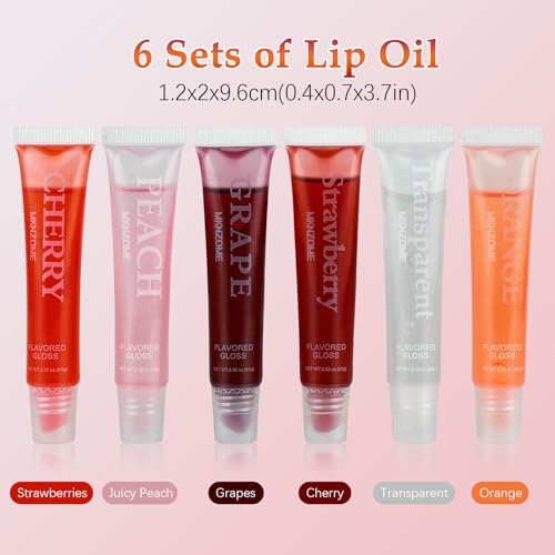 Joyeee 6pcs Tinted Lip Oil Set #3 - Moisturizing, Plumping Lip Gloss & Balm