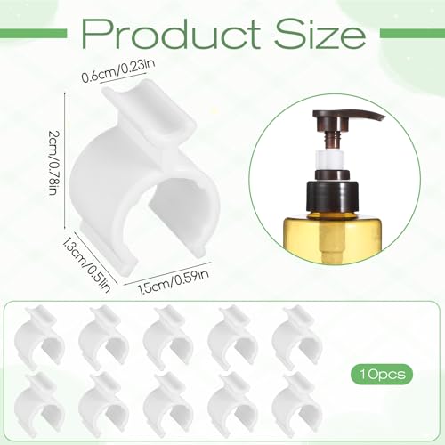 10 Pack Leakproof Cosmetic Pump Lock Clips - White Plastic