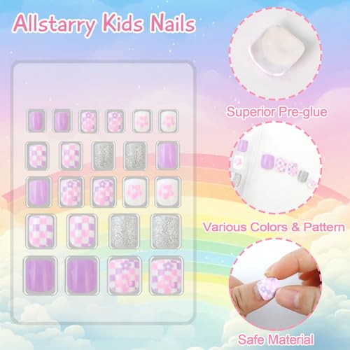 Allstarry Kids Press-On Nails Star Moon Tale - 3 Pack Pre-Glued Fake Nails for Girls