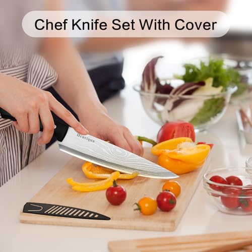 Henriqua 3-Piece Chef Knife Set with Covers - Ultra Sharp Stainless Steel