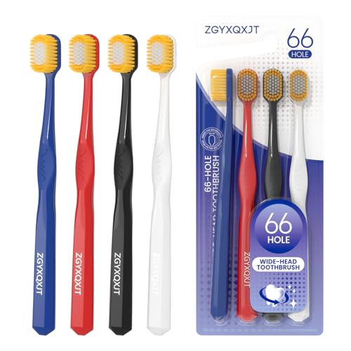 Adult Ultra Soft Wide Head Manual Toothbrush 4-Pack for Sensitive Gums