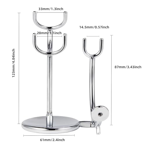 Silver Stainless Steel Shaving Razor & Brush Stand for Safety & Straight Razors
