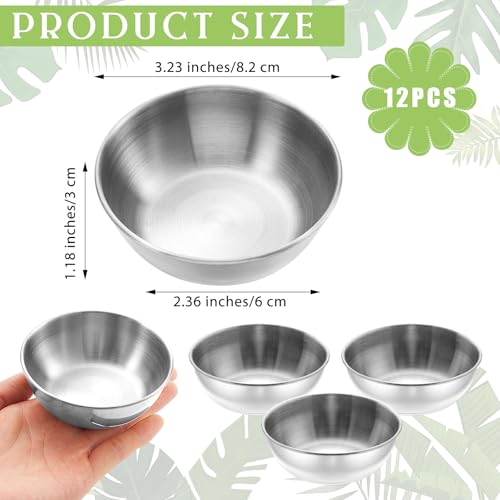 12 Pcs Stainless Steel Face Mask Mixing Bowls - 3.23 Inch Small Facial Bowls