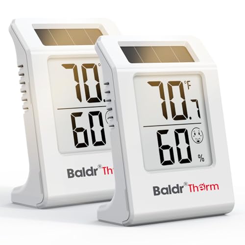 Solar-Powered Digital Thermometer & Hygrometer - 2 Pack for Home & Baby Rooms