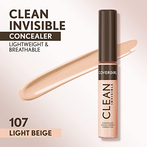 Covergirl Clean Invisible Concealer Light Beige 107 - Hydrating, Vegan, 0.23oz