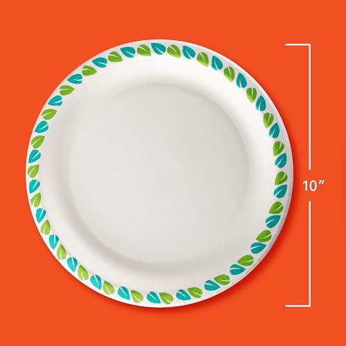 Hefty Compostable Paper Plates, 10 Inch, 20 Count - Soak-Resistant & Microwave Safe