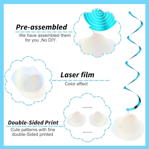21pcs Beach Seashell Hanging Swirl Decorations for Parties