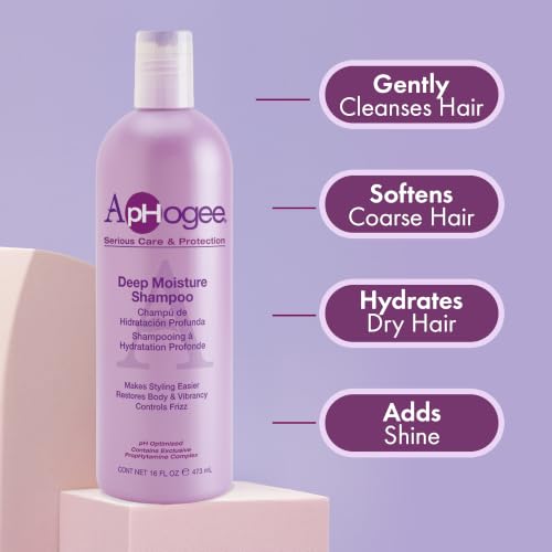 Aphogee Deep Moisture Shampoo for Dry Hair 16 Fl Oz - Frizz Control & Shine