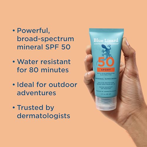 Blue Lizard Sport Mineral Sunscreen SPF 50 - 100% Vegan, Water-Resistant