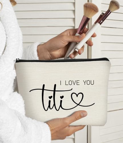 BARPERY Titi I Love You Makeup Bag for Aunts - Mother's Day Gift, Travel Organizer