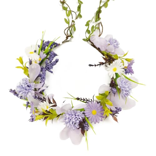 TooGet Purple Flower Crown Headband for Women Boho Wedding & Party Accessories
