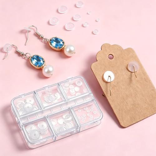 120 Pcs Clear Silicone Piercing Discs - 4 Sizes for Earring Support