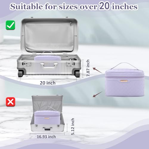 Large Purple Makeup Bag - Travel Cosmetic Organizer for Women
