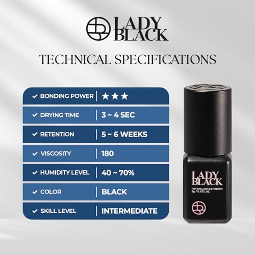 Lady Black Eyelash Extension Glue 5g - Fast-Drying Professional Lash Adhesive