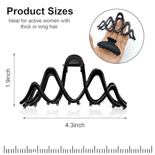 Black Metal Claw Clip for Thick Hair - Strong Hold & Non-Slip