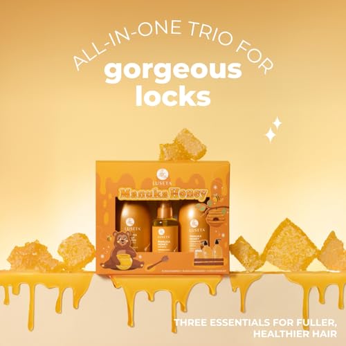 Luseta Manuka Honey Trio Hair Care Set Moisturizing Shampoo and Conditioner Set and Hair Serum Intense Hydration for Dry Hair For Ultimate Shine & Softness