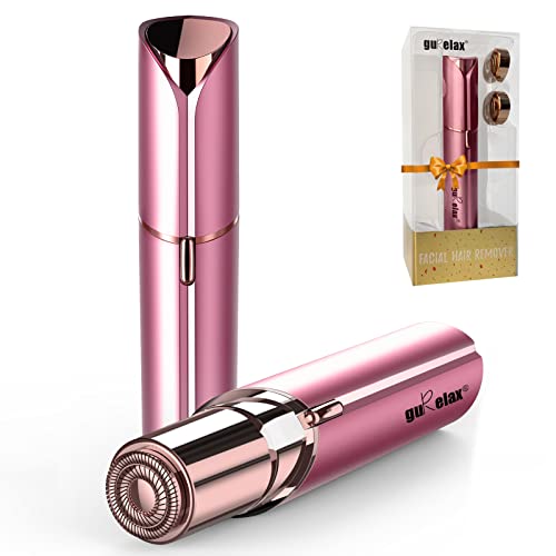 Gurelax Rose Facial Hair Remover for Women with 2 Replacement Heads - Painless Electric Face Trimmer Gift