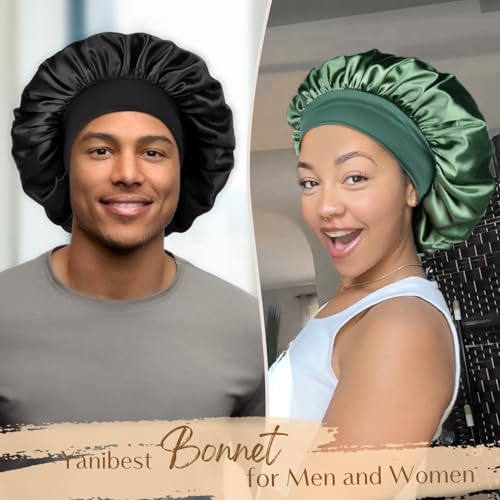 YANIBEST Satin Sleep Bonnet for Men & Women | Double Layer Hair Protection
