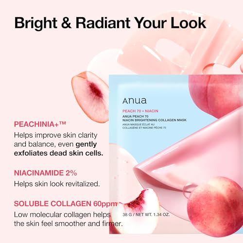 ANUA Peach 70 Niacin Brightening Collagen Mask - 4 Pack
