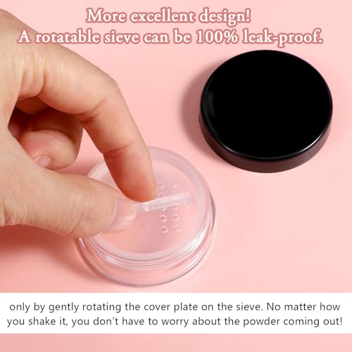 2pcs 10ml Travel Refillable Loose Powder Containers with Sifter