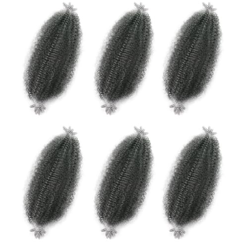 Kaluli 12 Inch Marley Twist Braiding Hair - Black & Gray (6 Packs)