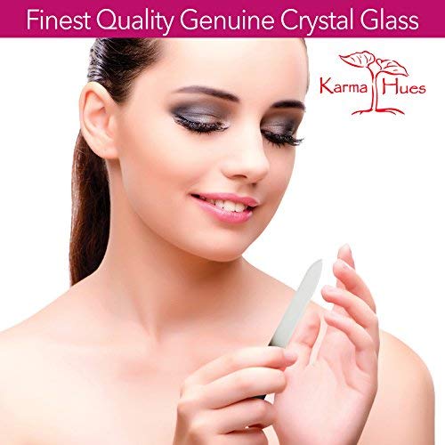 Karma Organic Double-Sided Glass Nail File Set for Women - Durable Nail Buffer for Manicure & Pedicure