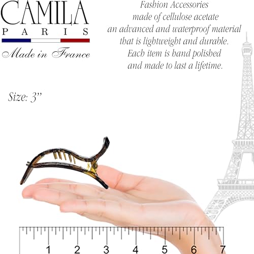 Camila Paris NV73 French Flat Hair Clips Tortoise Shell 3 x 1.5"