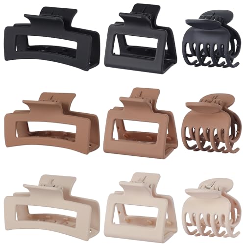 CHANDAT 9-Piece Hair Claw Clips Set - 3 Styles for All Hair Types