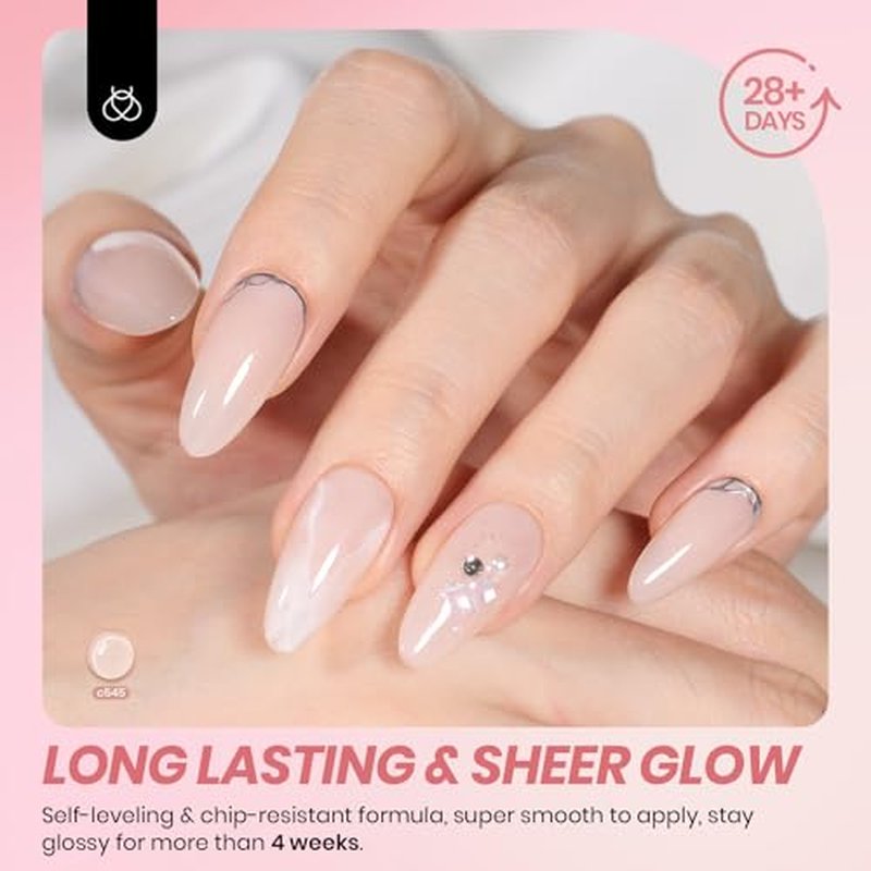 Beetles Gel Polish Whispers of Love Jelly Gel Nail Polish Set - 6 Colors Milky White Nude Pink Neutral Sheer Translucent Soak Off UV Gel Nail Kit, Nail Concealer for Salon DIY Manicure Gift Women