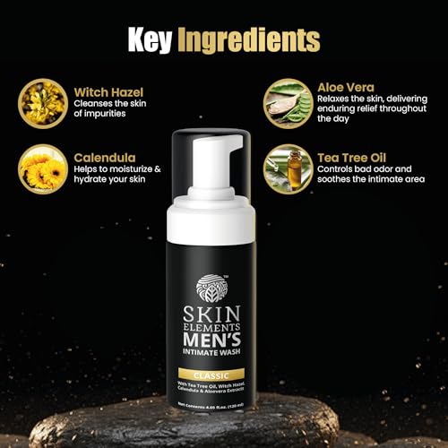 Skin Elements Men's Intimate Wash with Tea Tree Oil & Aloe Vera - 4.05 Fl Oz