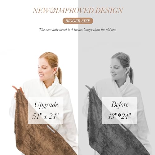 XXL Microfiber Hair Towel Wrap for Women - 2 Pack Coffee & Cream