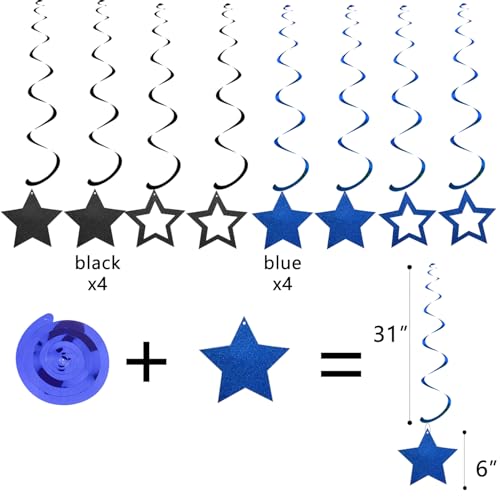Black & Blue Birthday Decorations Kit - Happy Birthday Banner & Honeycomb Balls