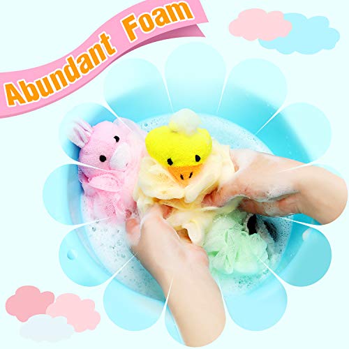 Boao 8-Pack Kids Animal Bath Sponges - Soft Loofah Scrubbers