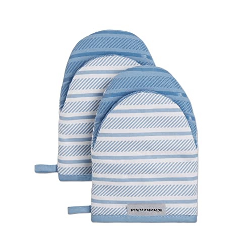 KitchenAid Albany Mini Oven Mitt Set - 2-Pack, Blue Velvet, 5.5"x8"