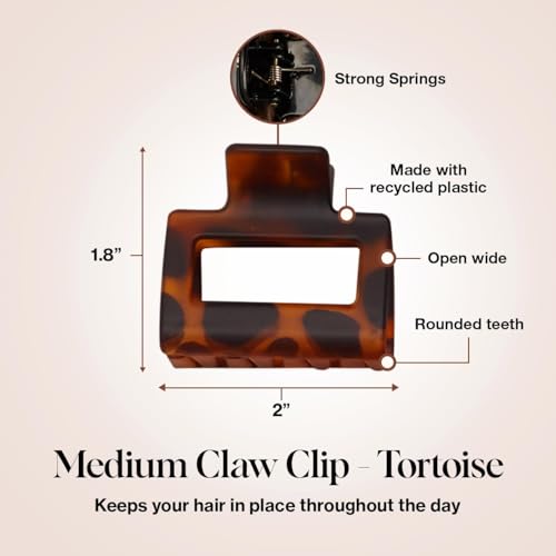 Assorted Tortoise & Black Hair Clips Set for Women - 3 Pcs, Rectangle Variation