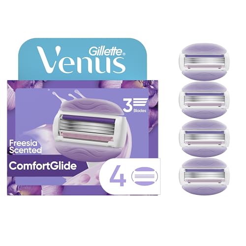 Gillette Venus ComfortGlide Freesia Women's Razor Refill Pack of 4 with 1 White Handle