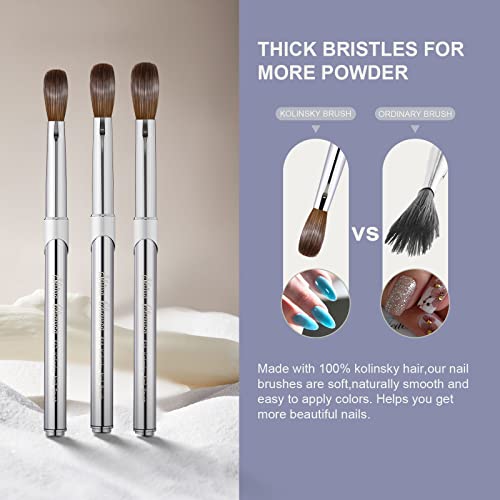 Shine Chance 12 Oval Acrylic Nail Brush with 100% Kolinsky Sable Hair – Silver Handle