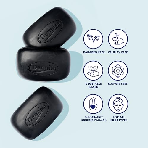 Dermisa Detoxifying Charcoal Bar Soap - Deep Pore Cleansing, 3 Pack
